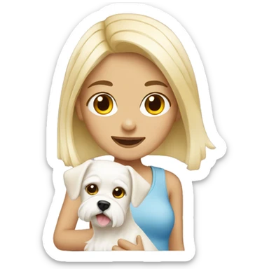 blonde girl with maltese dog sticker