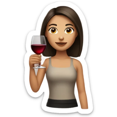 brunette girl holding a glass of wine sticker