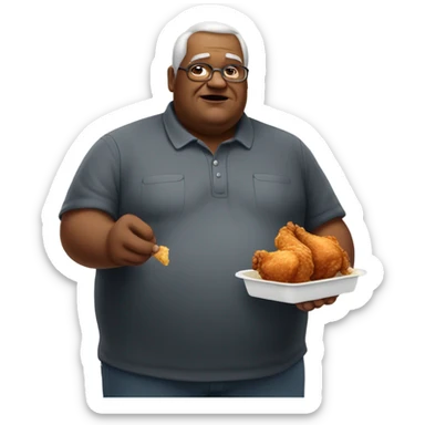 Old fat  guy with a peice of chicken. sticker