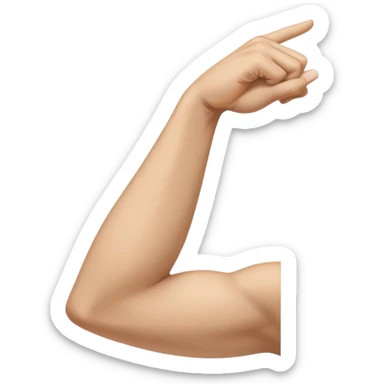 arm raised up horizontally to the side with the elbow slightly higher than the shoulder, elbow bent so the hand is in front sticker