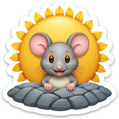 A mouse inside of a gray sun ☀️ 🐭 sticker