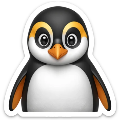 peguin hald body, hand on chin, wow suprise, half body sticker