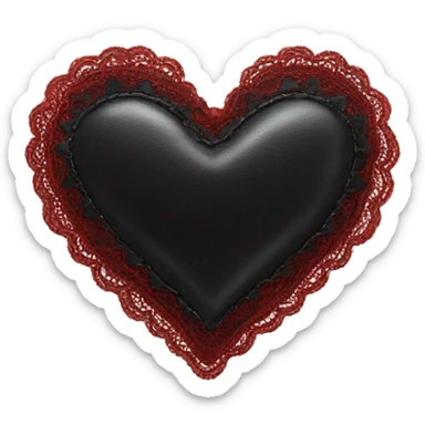 black leather heart with red lace overlay sticker