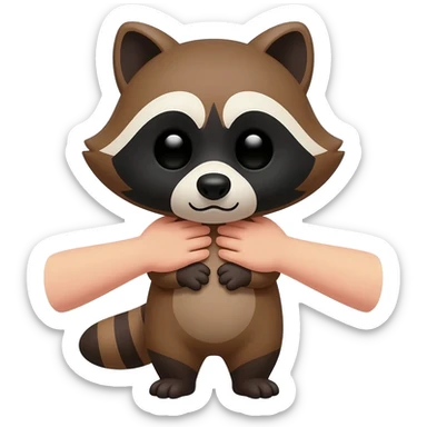 Cute Racoon gets choked by hands at the neck sticker