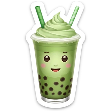 matcha latte with boba and ice without stick and add a lil coffee  sticker