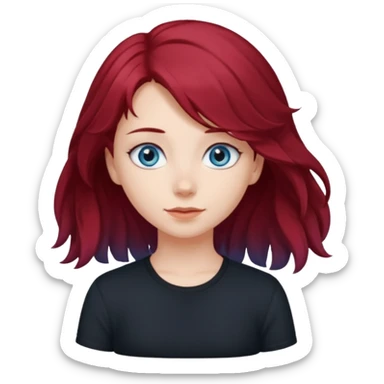 A half blue wavy haired blue eyed and black shirt girl and her straight a litte bit dark red haired dark brown eyed girl bestie sticker