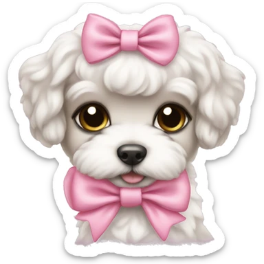 Schichon puppy pink bow sticker