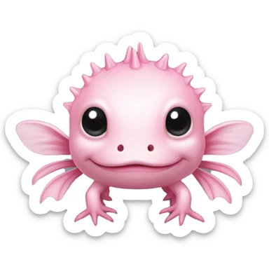 Cute Head of a pink Axolotl whid no mouth and long black skiny legs sticker