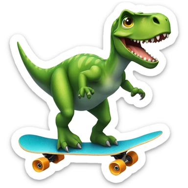 dinosaur riding skateboard sticker
