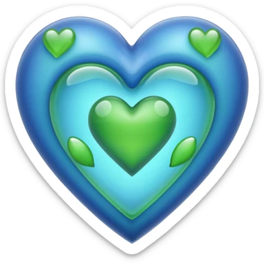 Blue ameba romantic heart green photosynthesis cells alien love heart sticker