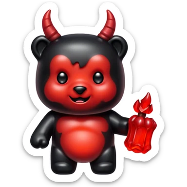 Black and red gummybear with devil horns sticker