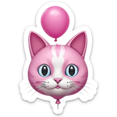 Make a pink cat with a balloon head, no the head is a balloon with the details of the cat head on the balloon head, make the body visible enough to where it’s big enough to be roughly the size of a cat body sticker