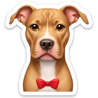 Light brown pitbull with ears cut and red bows sticker