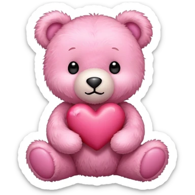 pink cute teddy bear sending hearts and love sticker