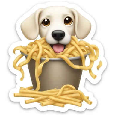 Dog with noddles  sticker