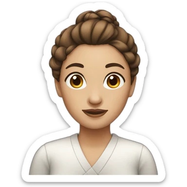 women, long brown hair in a bun sticker