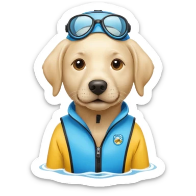 White labrador with snorkel and and swimmers vest sticker