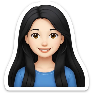 Girl with black and long hair with aesthetic clothes  sticker
