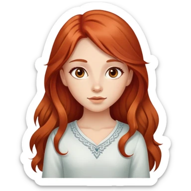 Cute girl with long red hair with almond eyes brown  sticker