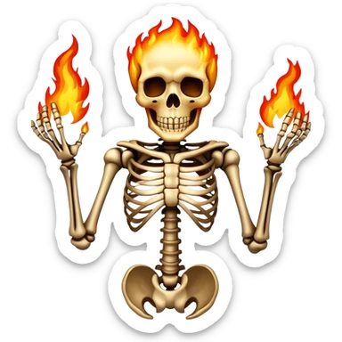 Skeleton made out of fire sticker
