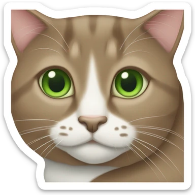 Brown tuxedo cat with green eyes sticker