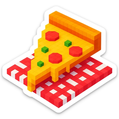 pizza with a checkered tablecloth background sticker