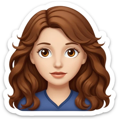 White woman with long brown wavy hair and brown eyes sticker