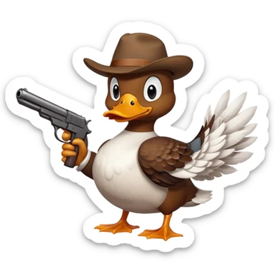 angry duck with a gun in his hand  sticker