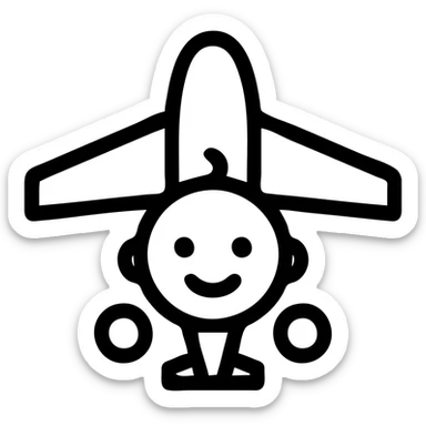 icon style airplane carrying a baby sticker