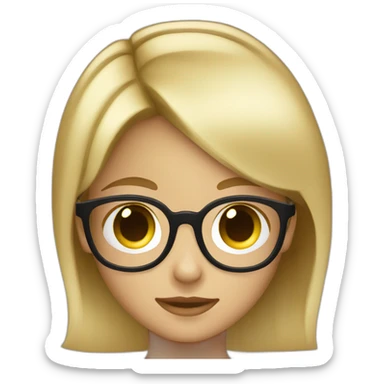 kid blond girl short hair with beatiful glasses sticker