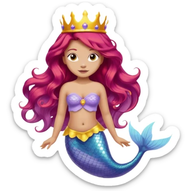 Bubbles the Mermaid from The Wiggles with light skin, long red hair, light lilac outfit, yellow crown sticker