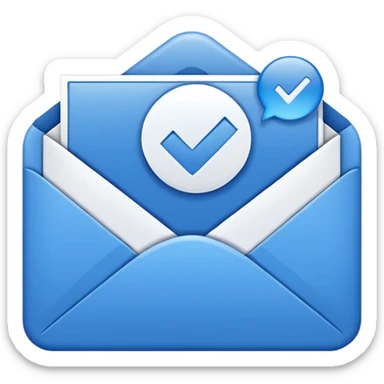 email inbox with checkmark sticker