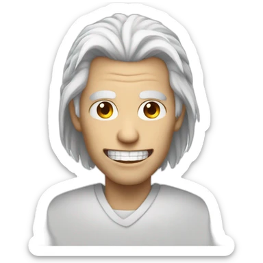 White hair and an evil smile sticker