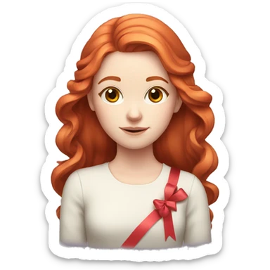Red-haired girl with ribbon in hair with pale skin sticker