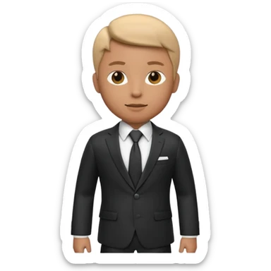 A 3D cartoon formal suit with jacket, shirt, and tie displayed neatly, smooth folds, studio lighting, Memoji-style rendering. sticker