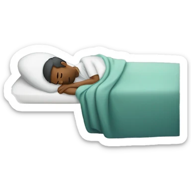 A sick man sleeping on bed sticker