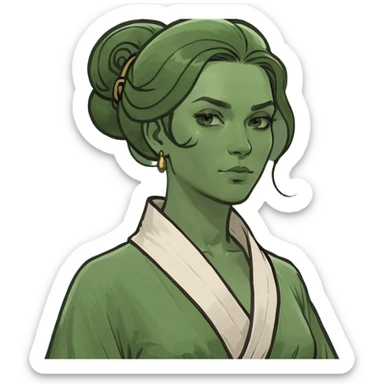 emoji of a buxom Jerusalem woman in historical attire, robe, belt, hair uncovered, no headscarf or religious symbols sticker