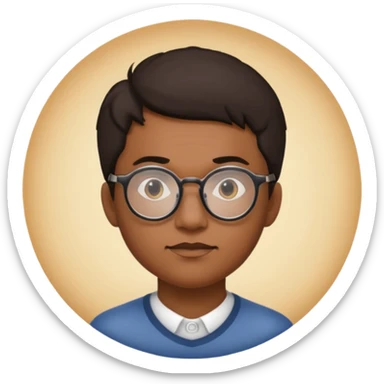 une personne de face avec des detail et des accessoirs/lunettes dans un rond  sticker