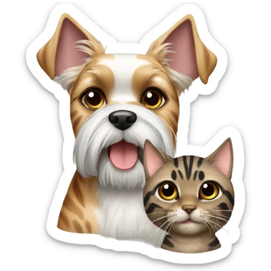 Schnauzer and 2 bengal cats  sticker