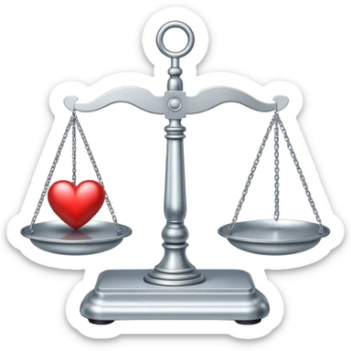 balanced scale with brain on one side and heart on the other side, perfectly balanced sticker
