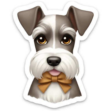White and brown mini schnauzer  with bows sticker