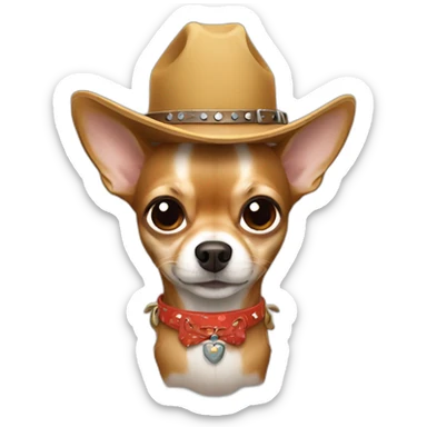 Sand long hair chihuahua wearing cowboy costume sticker