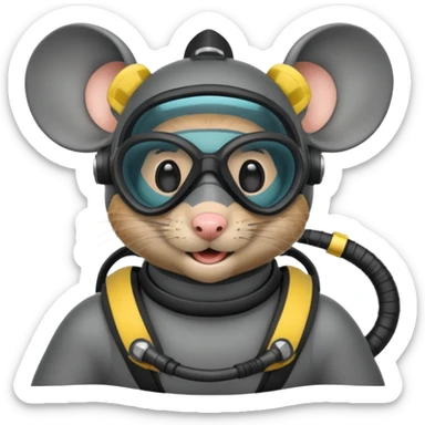 a mouse head with scuba gear (scuba mask and snorkel) sticker
