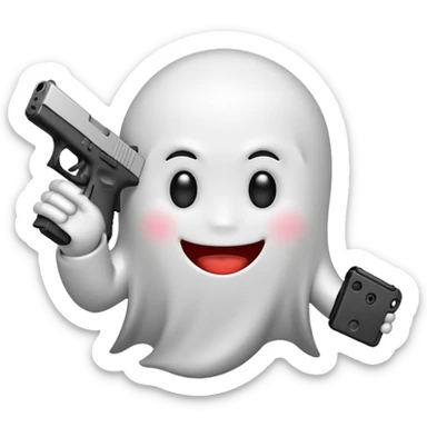 Emoji de Fantasma con glock en la mano sticker