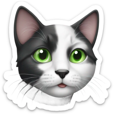 cute black and white cat with green eyes in miami dolphins shirt sticker