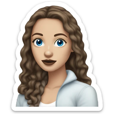 White girl with blue eyes mid length brunette hair saying slay queens  sticker