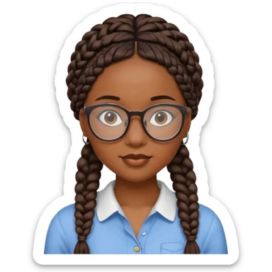 a pretty black girl with pretty braids and glasses  sticker