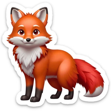 cinematic-[fox]-realistic-full-body-standing on all fours-emoji,-tail-tucked-close,-head-tilted-dramatically,-fox-[red]-fur,-simplified-yet-realistic-focused-features,-highly-detailed,-glowing-with-an-almost-sarcastic-glow  sticker