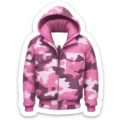 Pink camouflage jacket with hood sticker