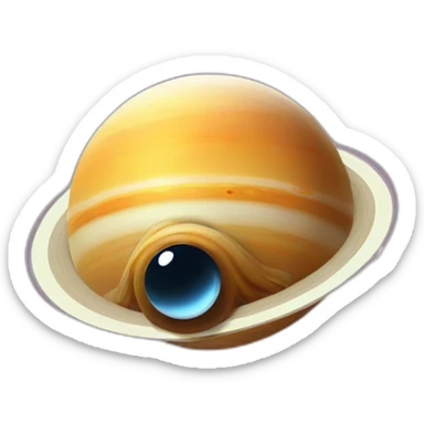 planet Saturn with a cartoon expressionless snail face sticker